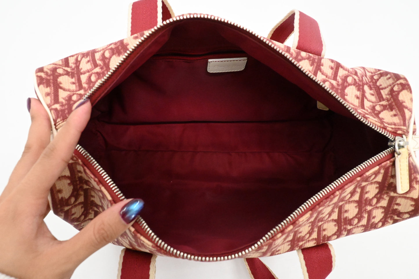 Dior Boston Bag in Red Oblique Coated Canvas