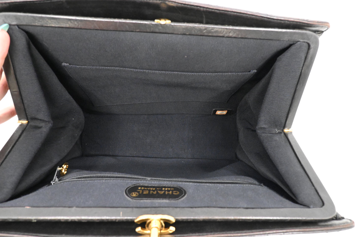 Chanel Chain Shoulder Bag in Black Mattelasse Leather