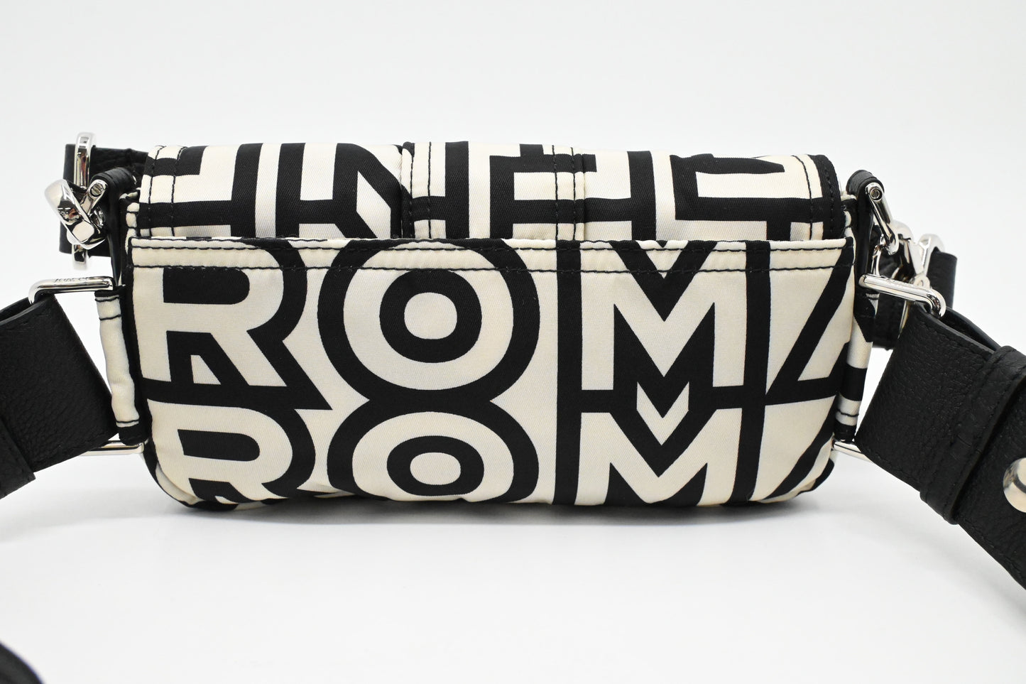 Fendi x Marc Jacobs Convertible Mini Baguette Satchel in Black and White Nylon