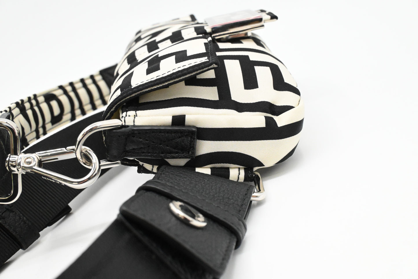 Fendi x Marc Jacobs Convertible Mini Baguette Satchel in Black and White Nylon