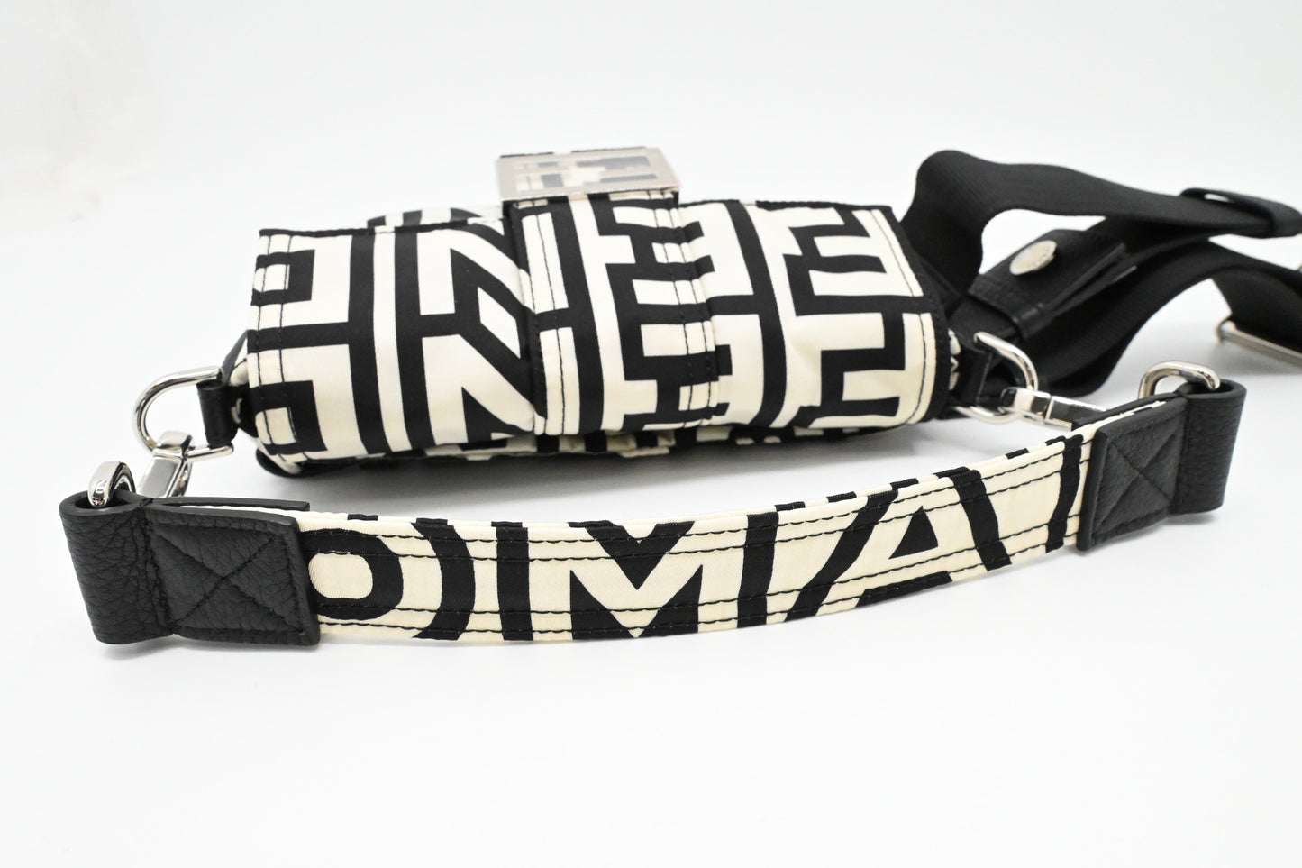 Fendi x Marc Jacobs Convertible Mini Baguette Satchel in Black and White Nylon