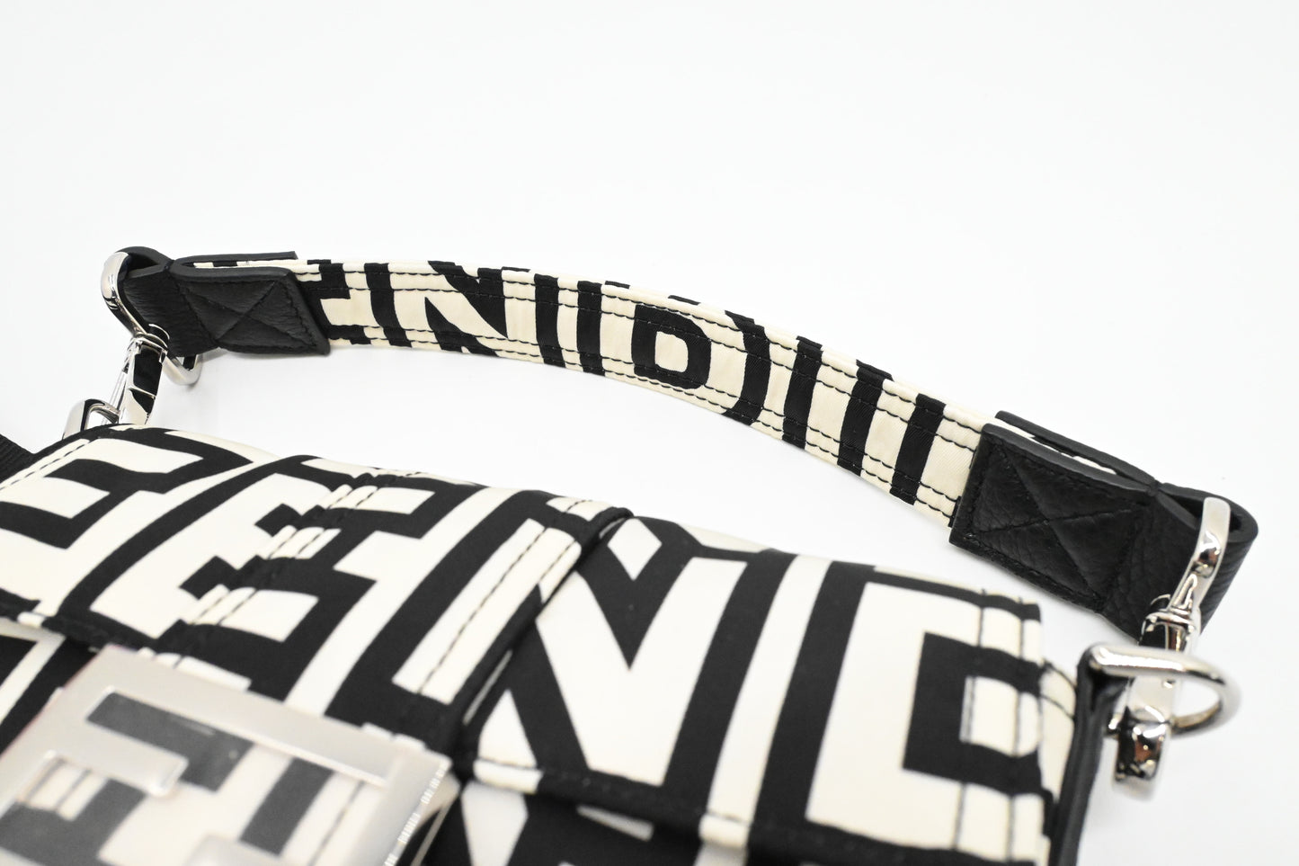 Fendi x Marc Jacobs Convertible Mini Baguette Satchel in Black and White Nylon