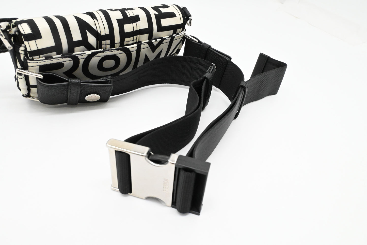 Fendi x Marc Jacobs Convertible Mini Baguette Satchel in Black and White Nylon