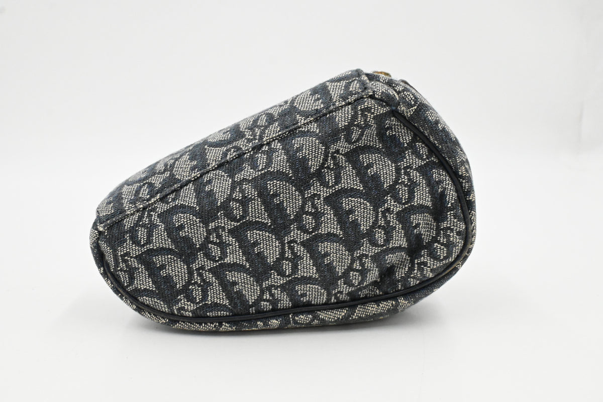 Dior Saddle Zipped Pouch in Blue Oblique Canvas