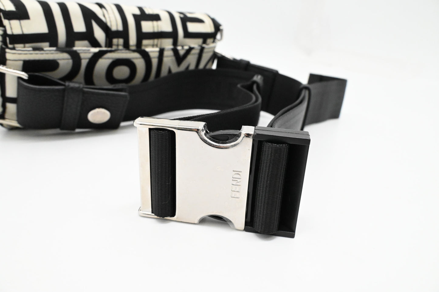 Fendi x Marc Jacobs Convertible Mini Baguette Satchel in Black and White Nylon