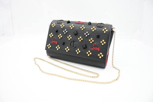 Louboutin Paloma Clutch in Black Loubinthesky Leather