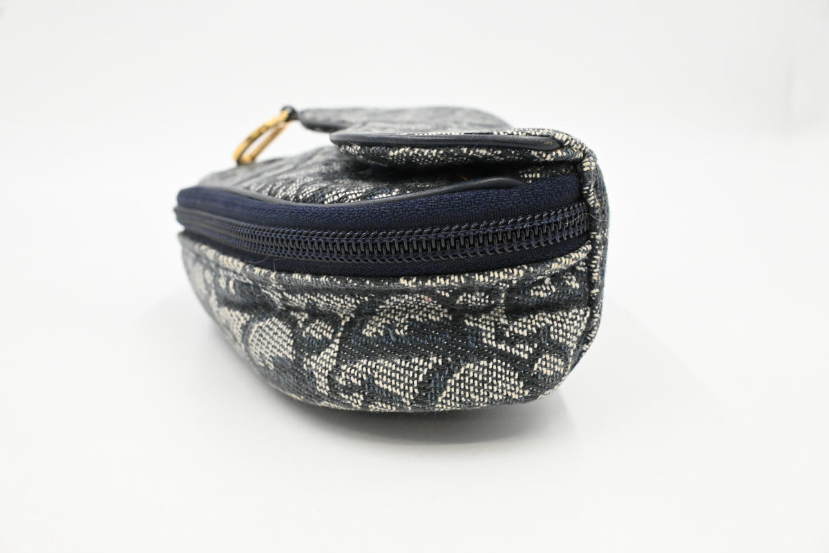 Dior Saddle Zipped Pouch in Blue Oblique Canvas