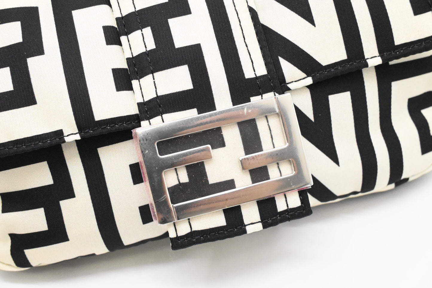 Fendi x Marc Jacobs Convertible Mini Baguette Satchel in Black and White Nylon