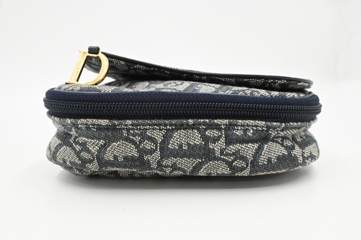 Dior Saddle Zipped Pouch in Blue Oblique Canvas