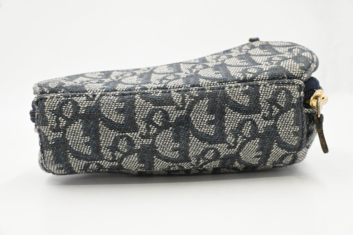 Dior Saddle Zipped Pouch in Blue Oblique Canvas