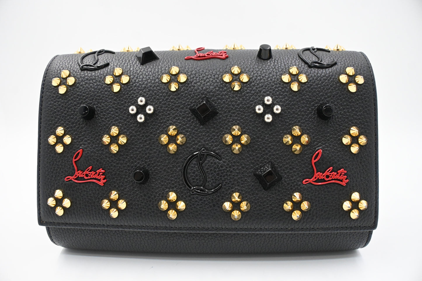 Louboutin Paloma Clutch in Black Loubinthesky Leather