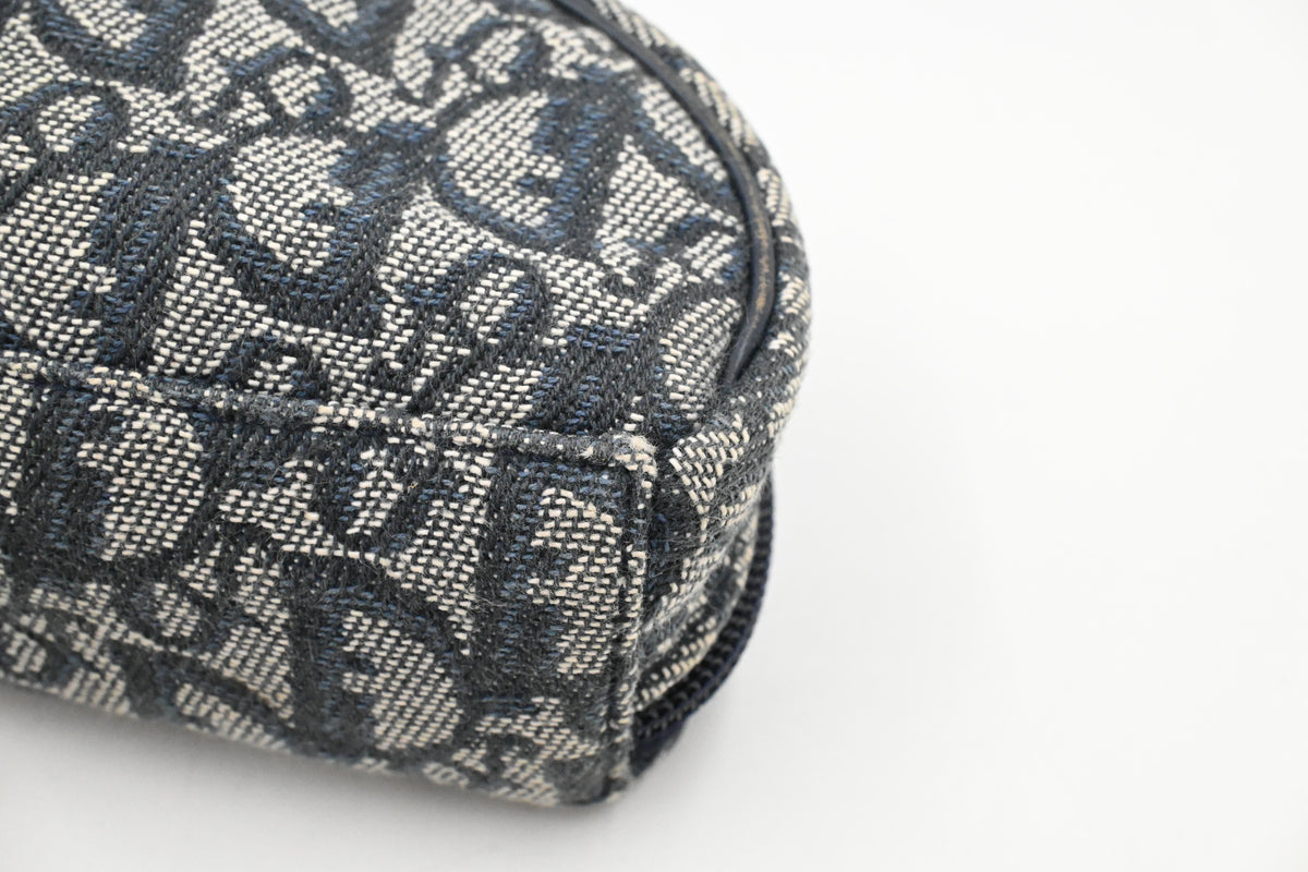 Dior Saddle Zipped Pouch in Blue Oblique Canvas