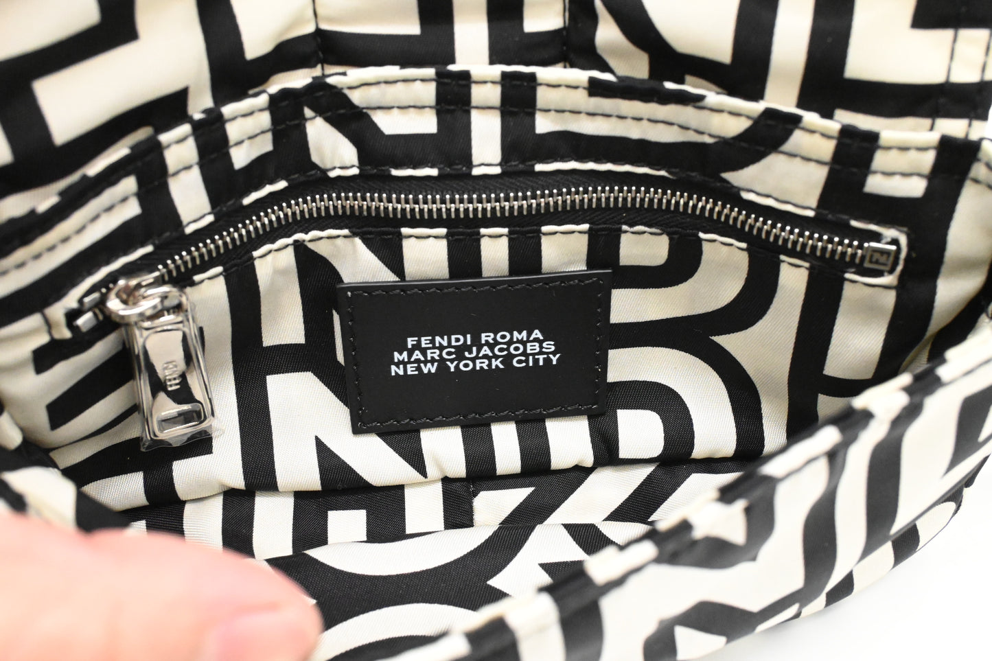 Fendi x Marc Jacobs Convertible Mini Baguette Satchel in Black and White Nylon