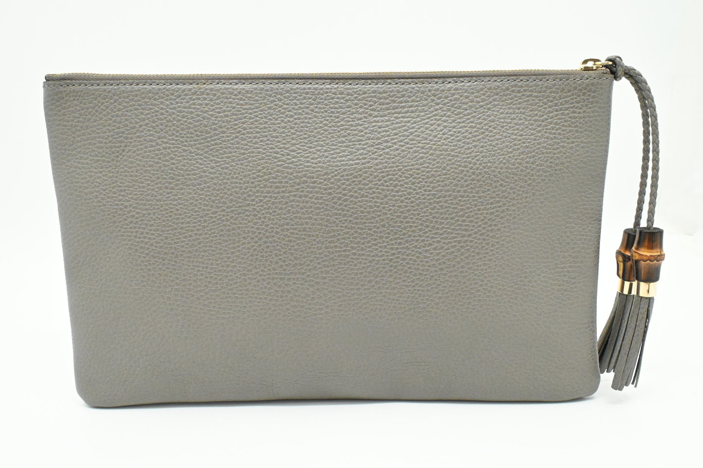 Gucci Bamboo Tassel Clutch in Gray Leather