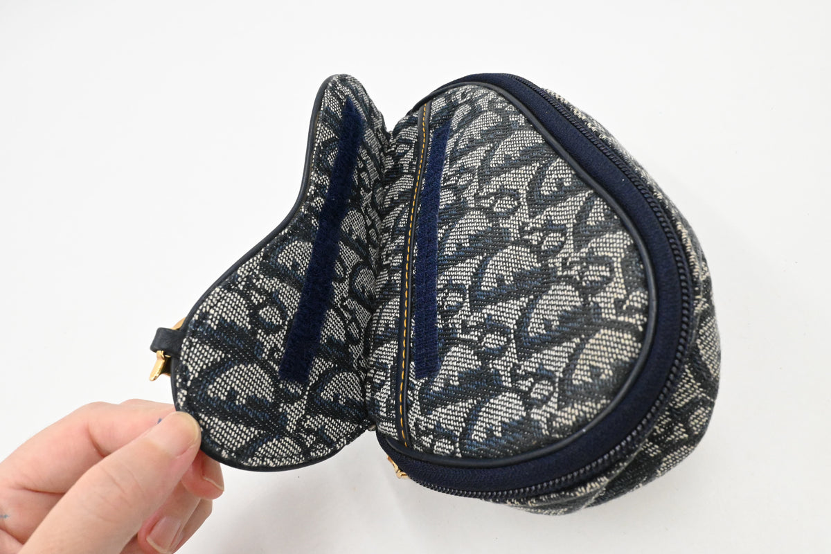 Dior Saddle Zipped Pouch in Blue Oblique Canvas
