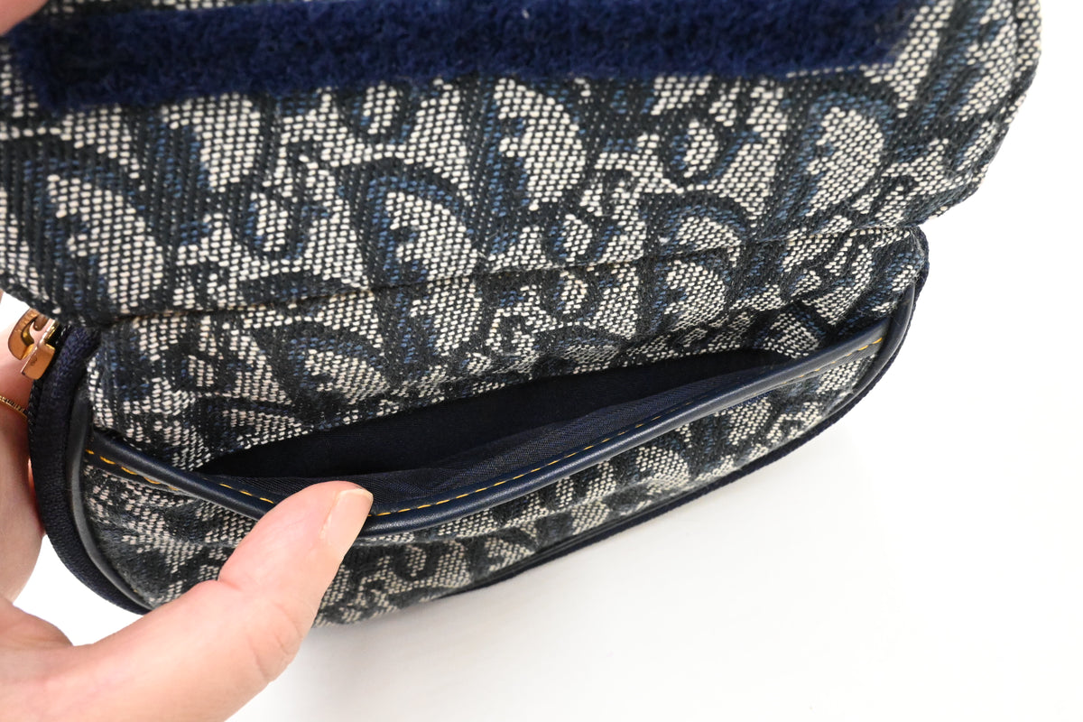 Dior Saddle Zipped Pouch in Blue Oblique Canvas