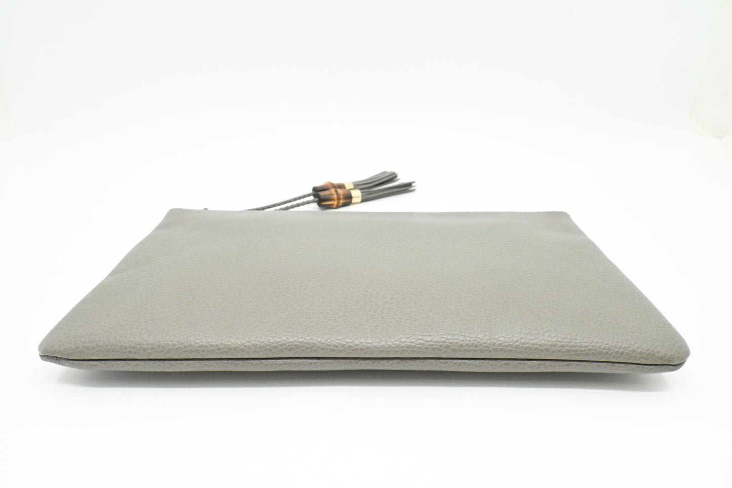 Gucci Bamboo Tassel Clutch in Gray Leather