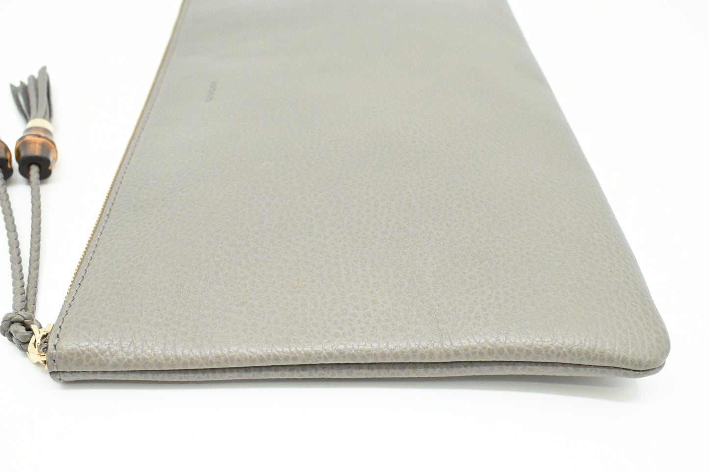 Gucci Bamboo Tassel Clutch in Gray Leather