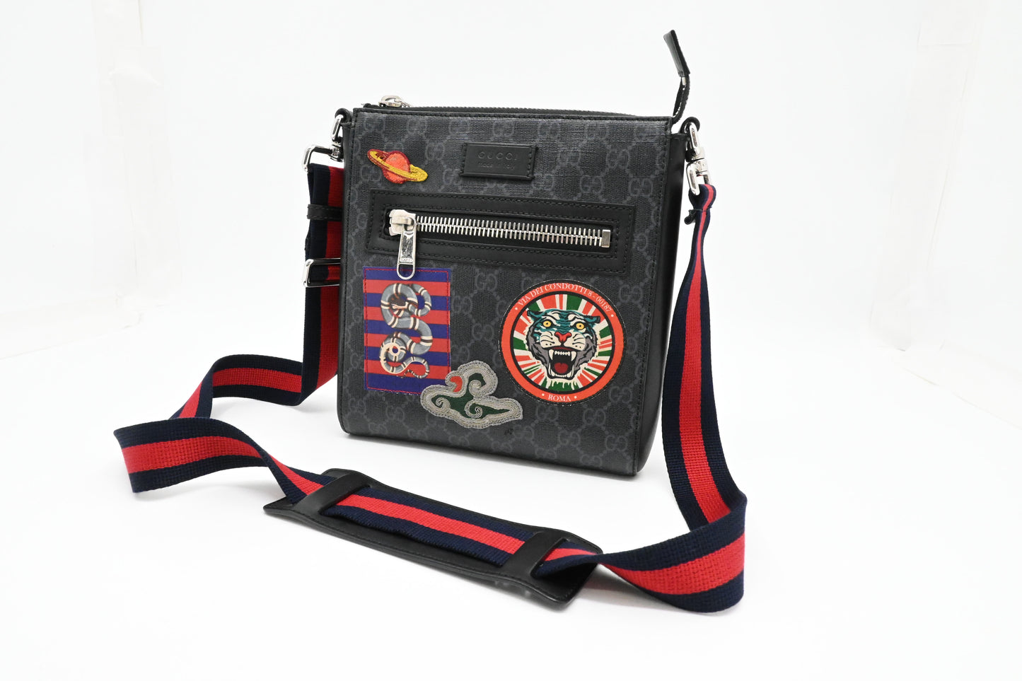 Gucci Night Courrier Messenger Bag in Black GG Supreme Canvas