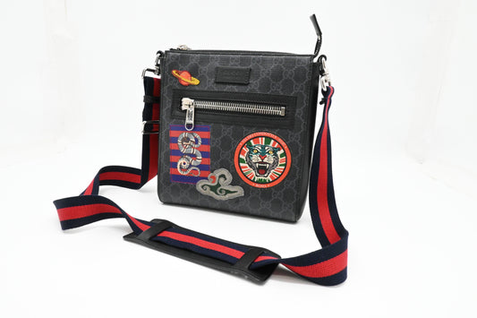 Gucci Night Courrier Messenger Bag in Black GG Supreme Canvas