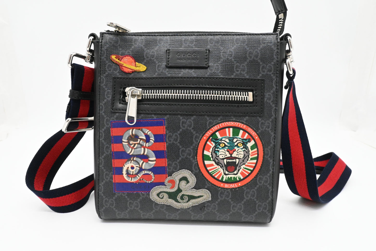 Gucci Night Courrier Messenger Bag in Black GG Supreme Canvas