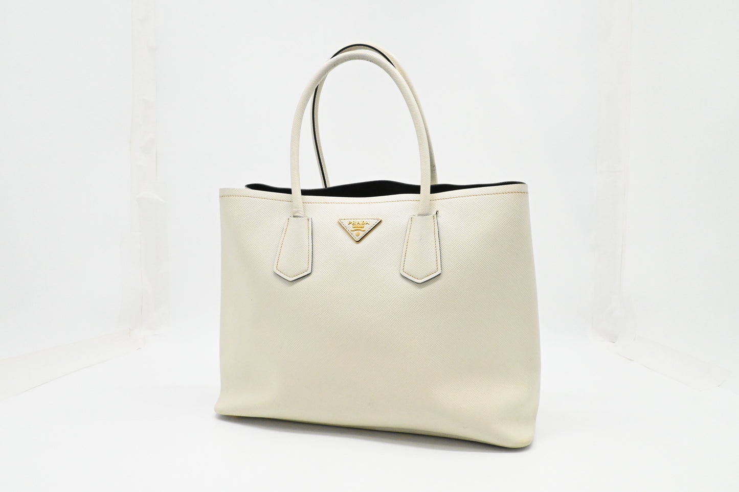 Prada Medium Tote in White Saffiano Leather