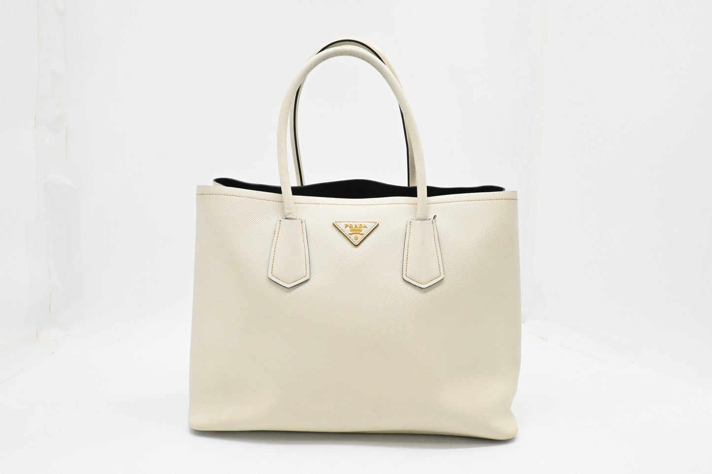 Prada Medium Tote in White Saffiano Leather