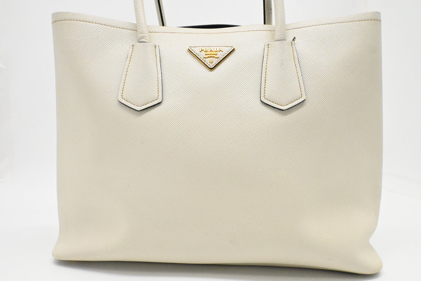 Prada Medium Tote in White Saffiano Leather
