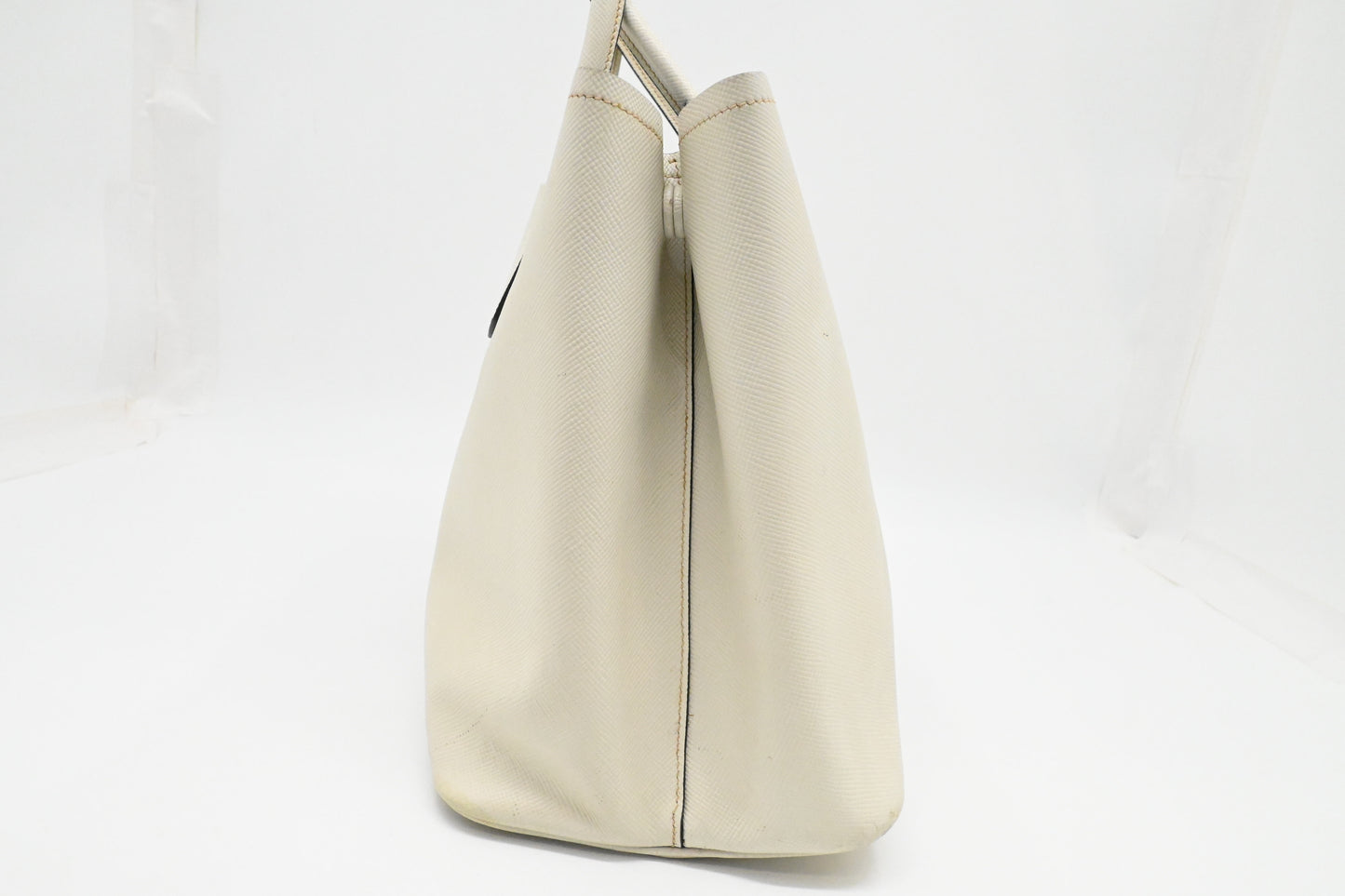 Prada Medium Tote in White Saffiano Leather