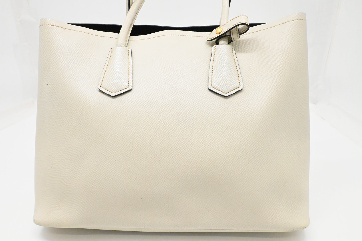Prada Medium Tote in White Saffiano Leather