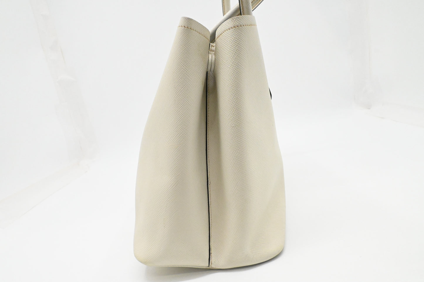 Prada Medium Tote in White Saffiano Leather