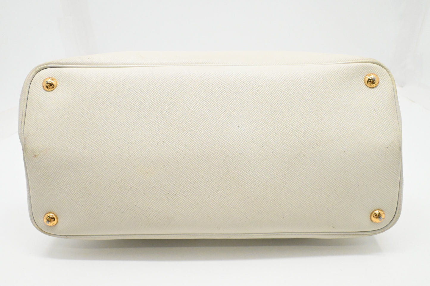 Prada Medium Tote in White Saffiano Leather