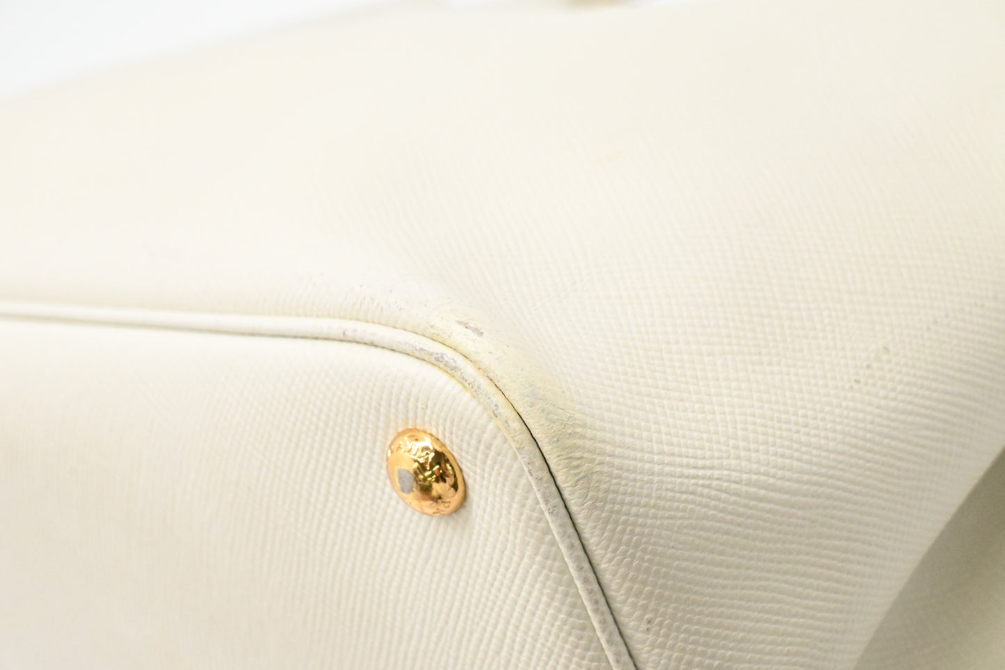 Prada Medium Tote in White Saffiano Leather