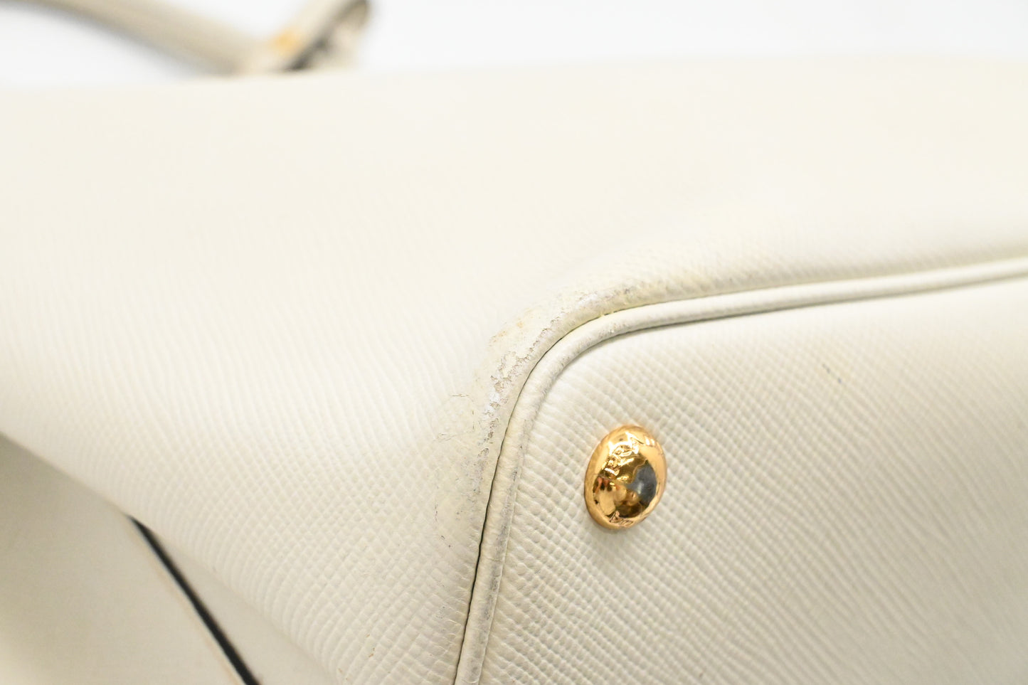 Prada Medium Tote in White Saffiano Leather