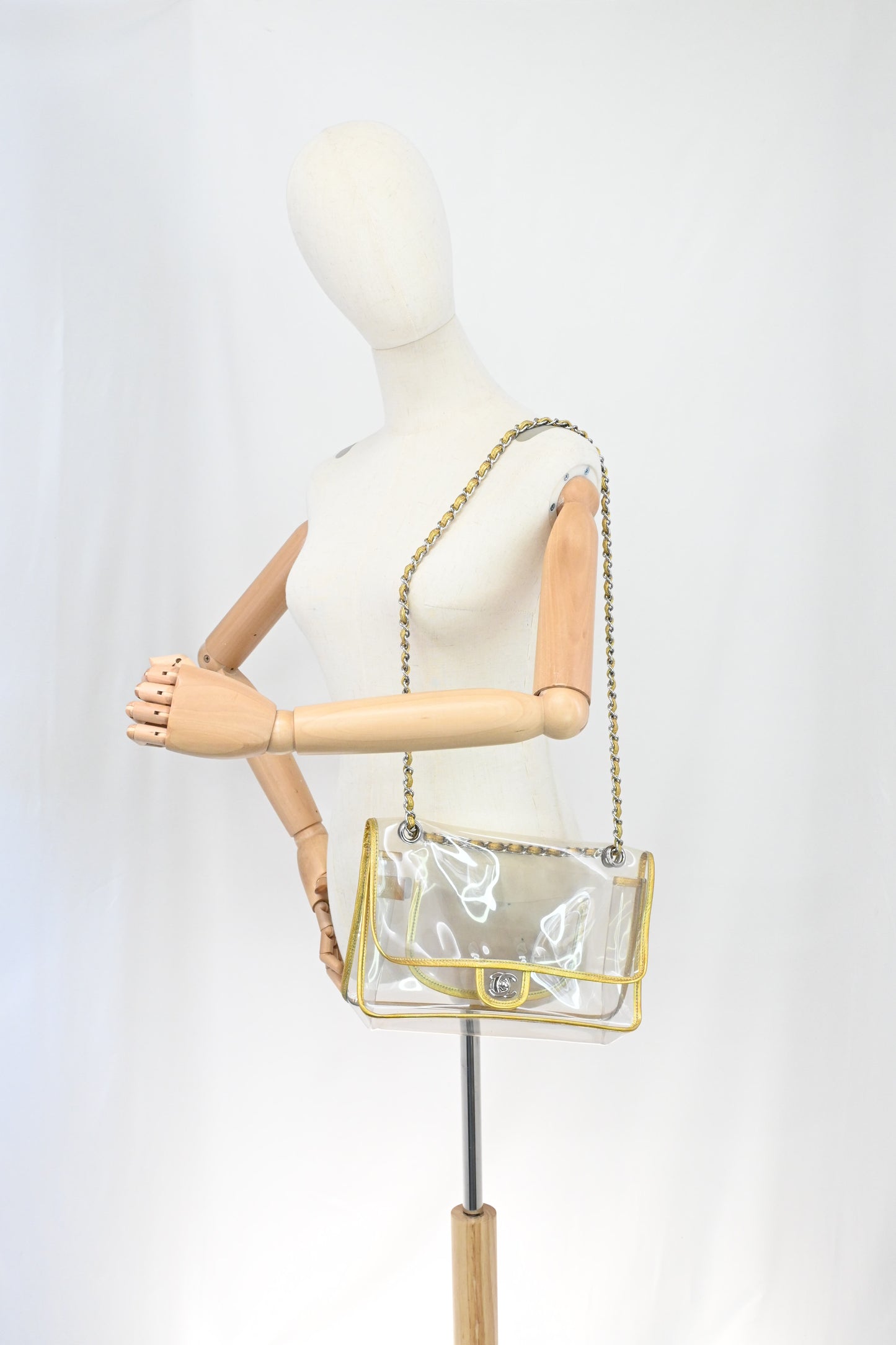 Chanel Flap in Clear Vinyl and Gold Leather