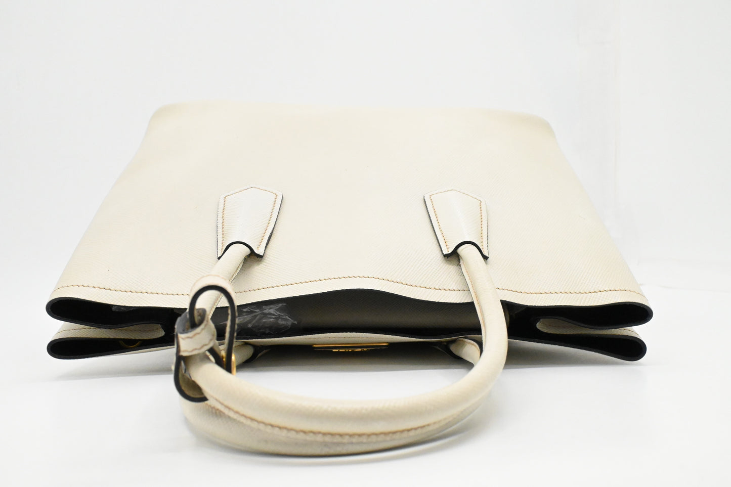 Prada Medium Tote in White Saffiano Leather