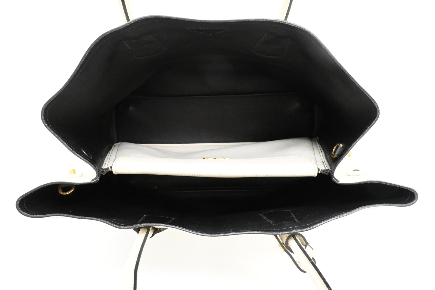 Prada Medium Tote in White Saffiano Leather