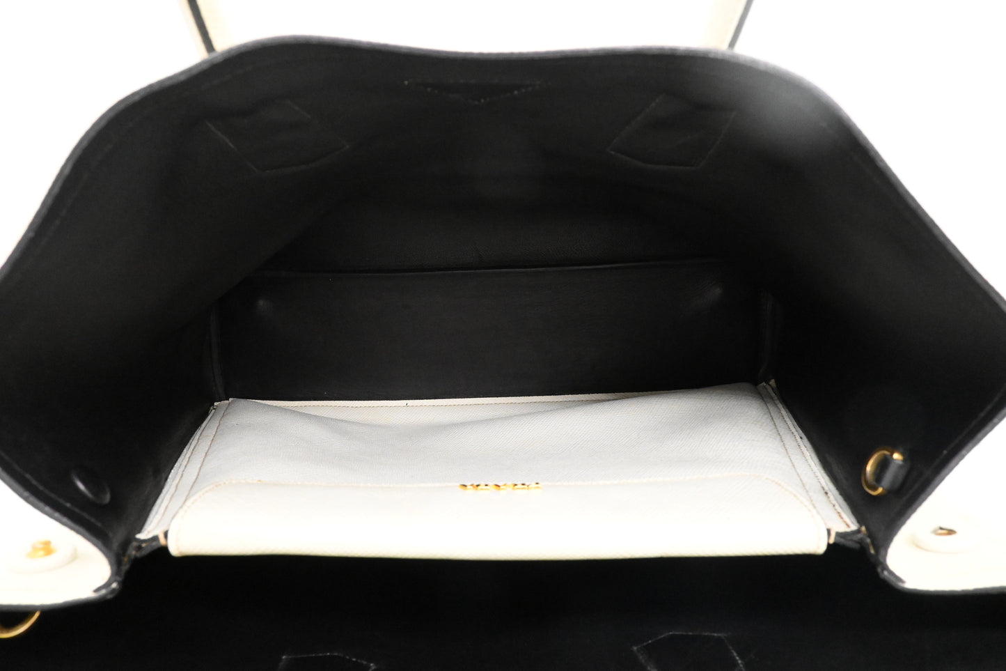 Prada Medium Tote in White Saffiano Leather