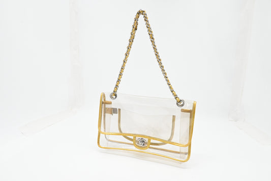 Chanel Flap in Clear Vinyl and Gold Leather