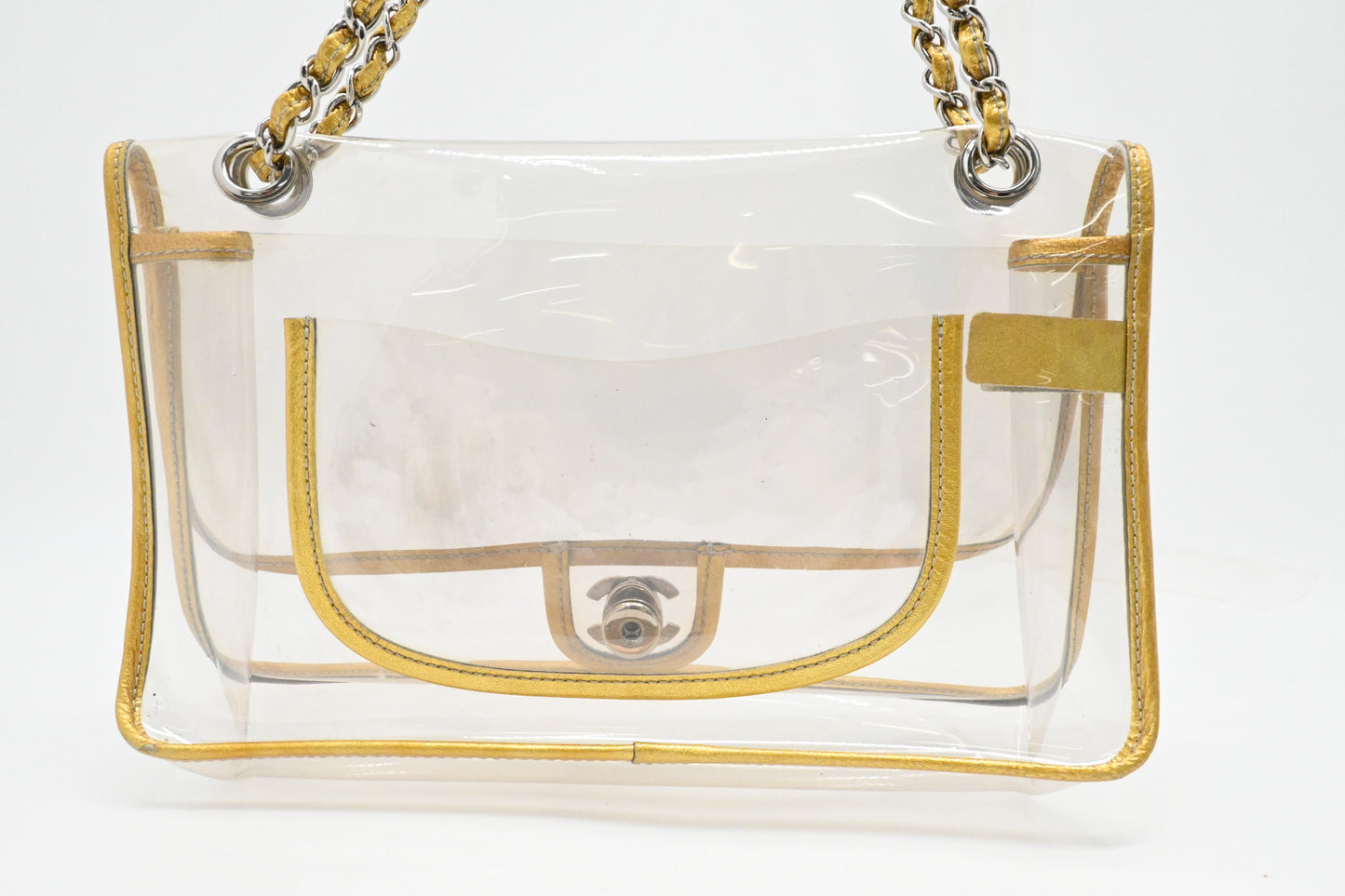 Chanel Flap in Clear Vinyl and Gold Leather