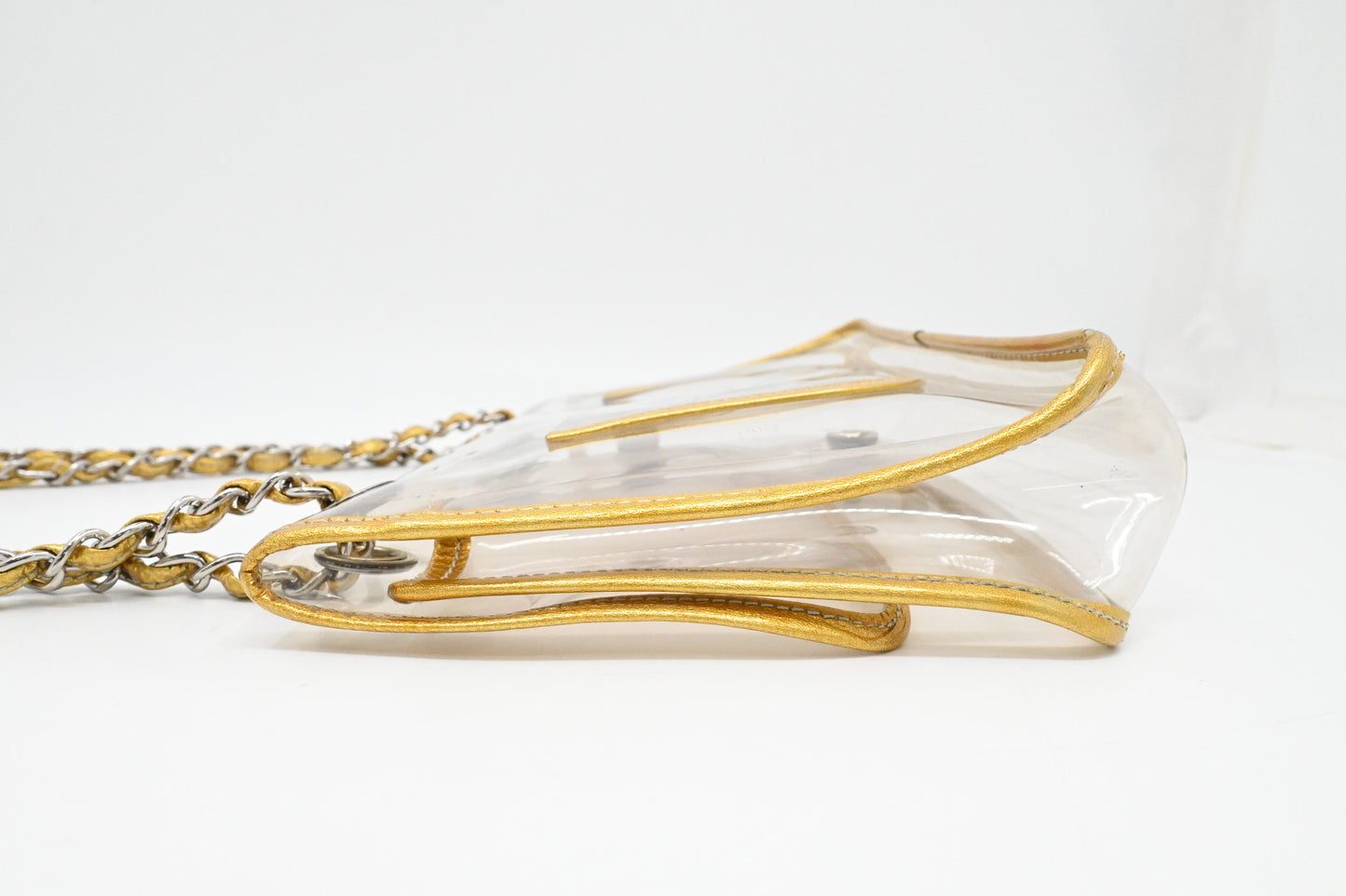 Chanel Flap in Clear Vinyl and Gold Leather