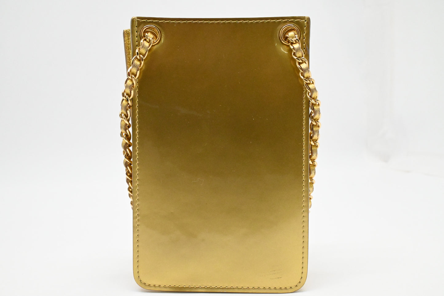 Chanel Chain Phone Bag in Gold Patent Leather