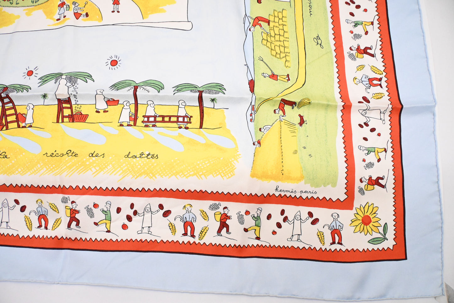 Hermes 'Retour a la Terre' Carre 90 in Blue Silk