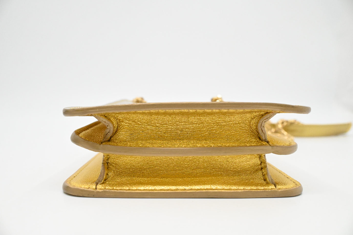 Chanel Chain Phone Bag in Gold Patent Leather