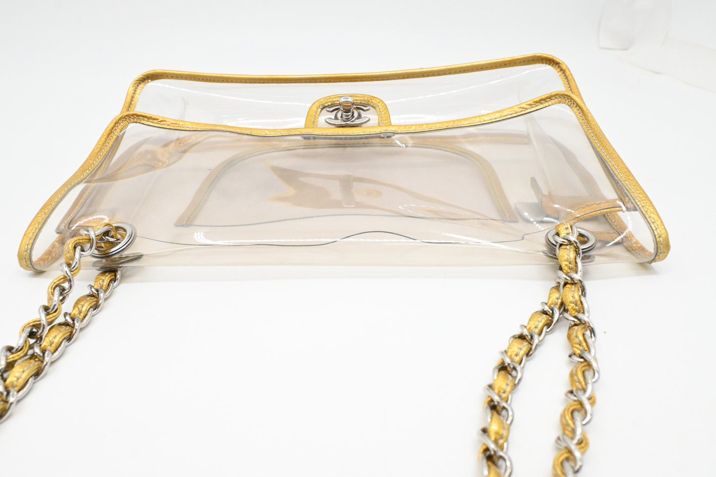 Chanel Flap in Clear Vinyl and Gold Leather