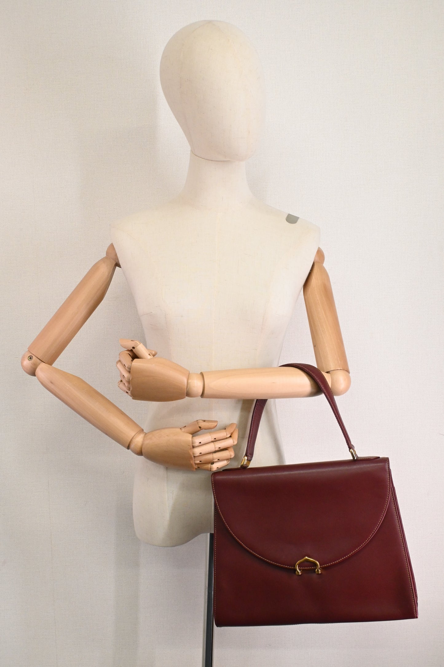 Cartier Top Handle Bag in Burgundy Leather
