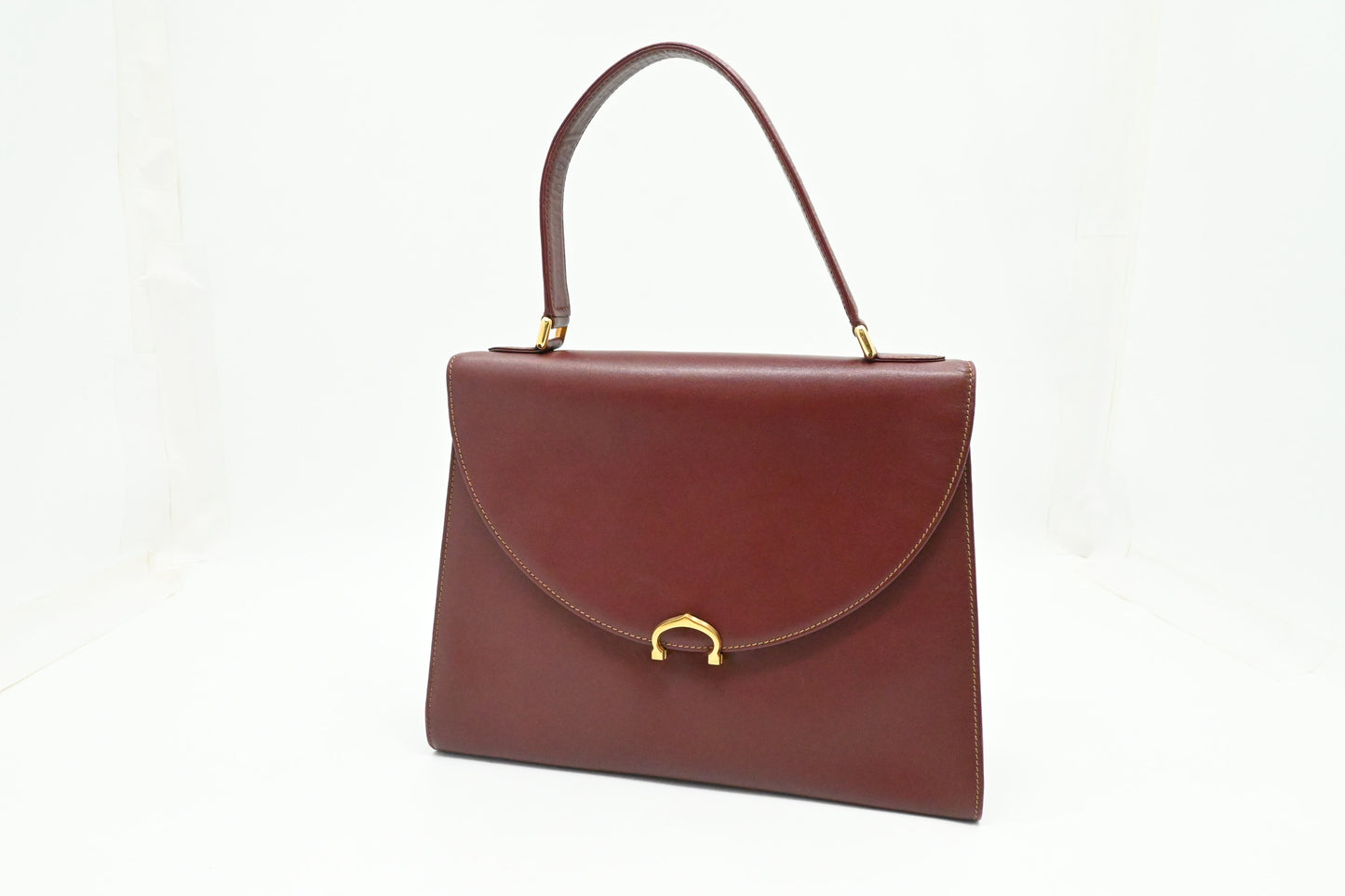 Cartier Top Handle Bag in Burgundy Leather