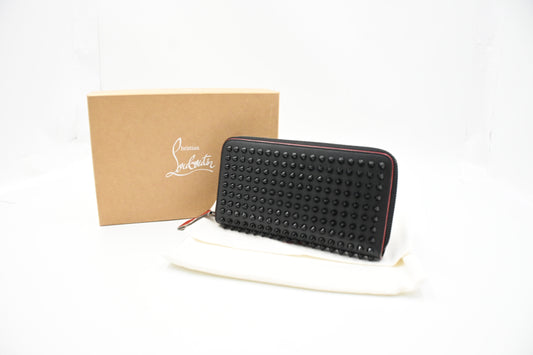 Louboutin Zippy Wallet in Black Spiked Leather