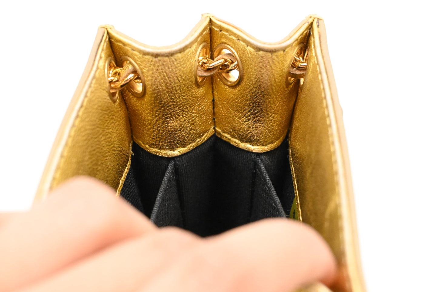 Chanel Chain Phone Bag in Gold Patent Leather