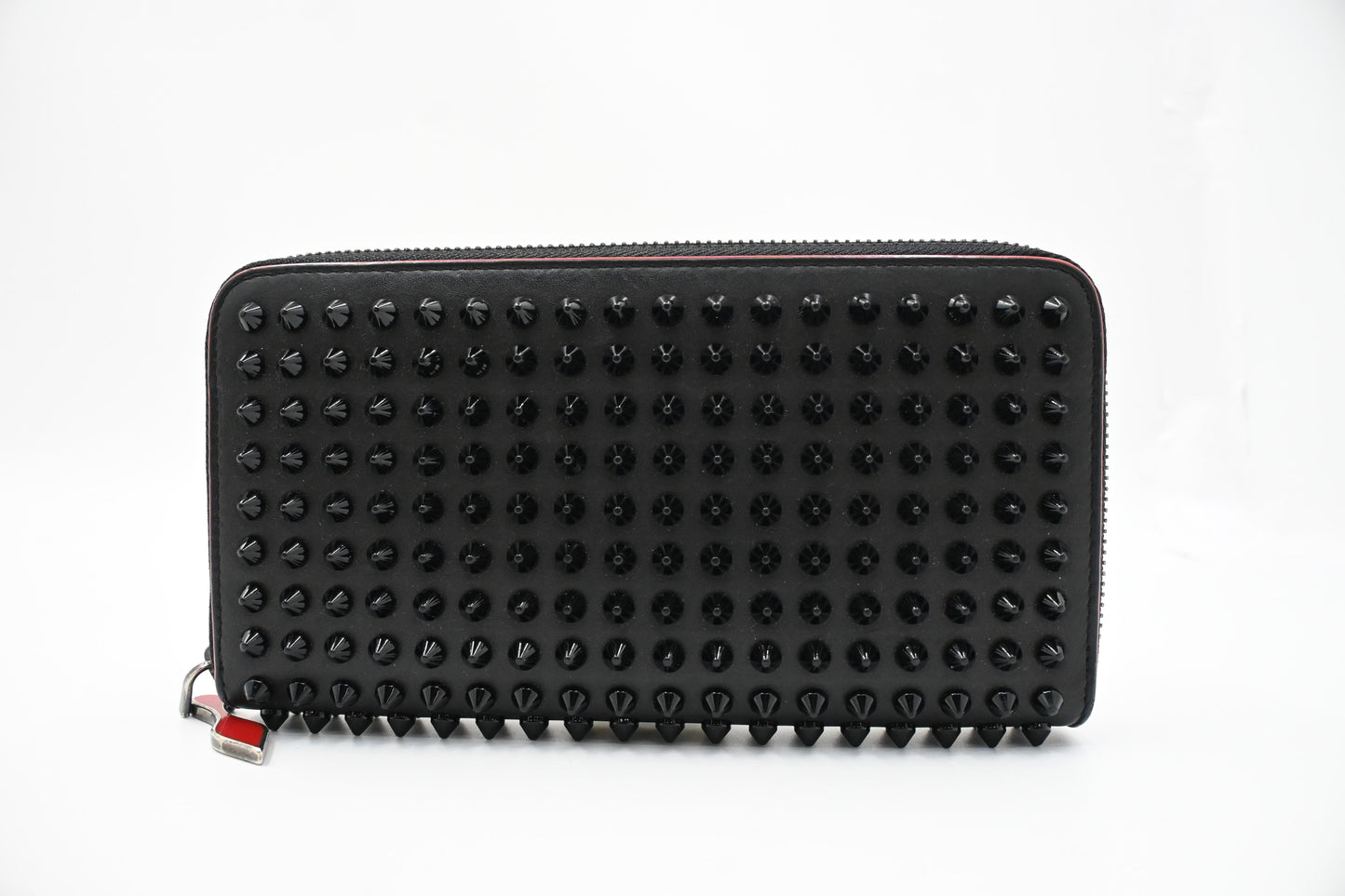 Louboutin Zippy Wallet in Black Spiked Leather